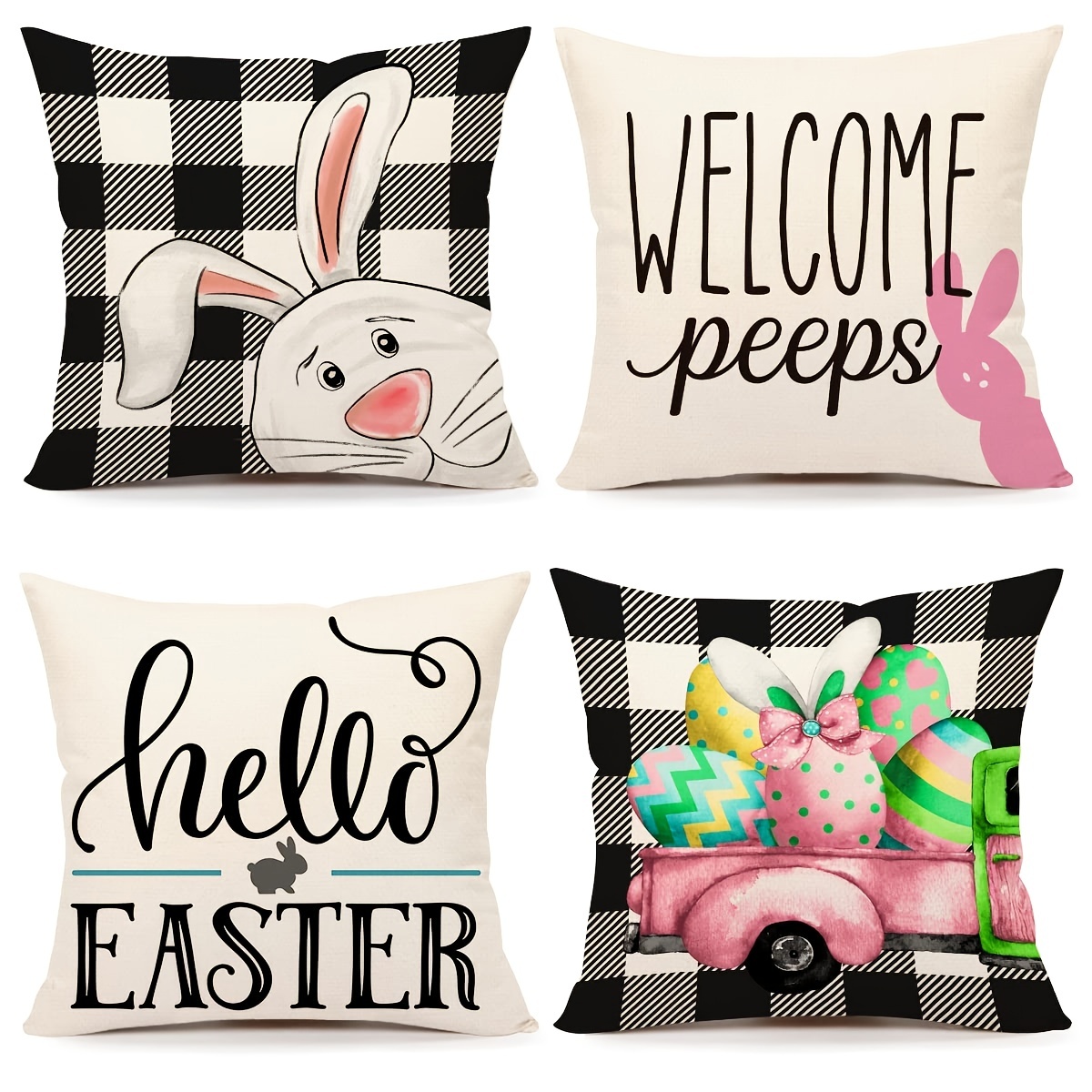 Fundas De Almohada De Pascua 18x18 Juego De 4 Decoraciones De