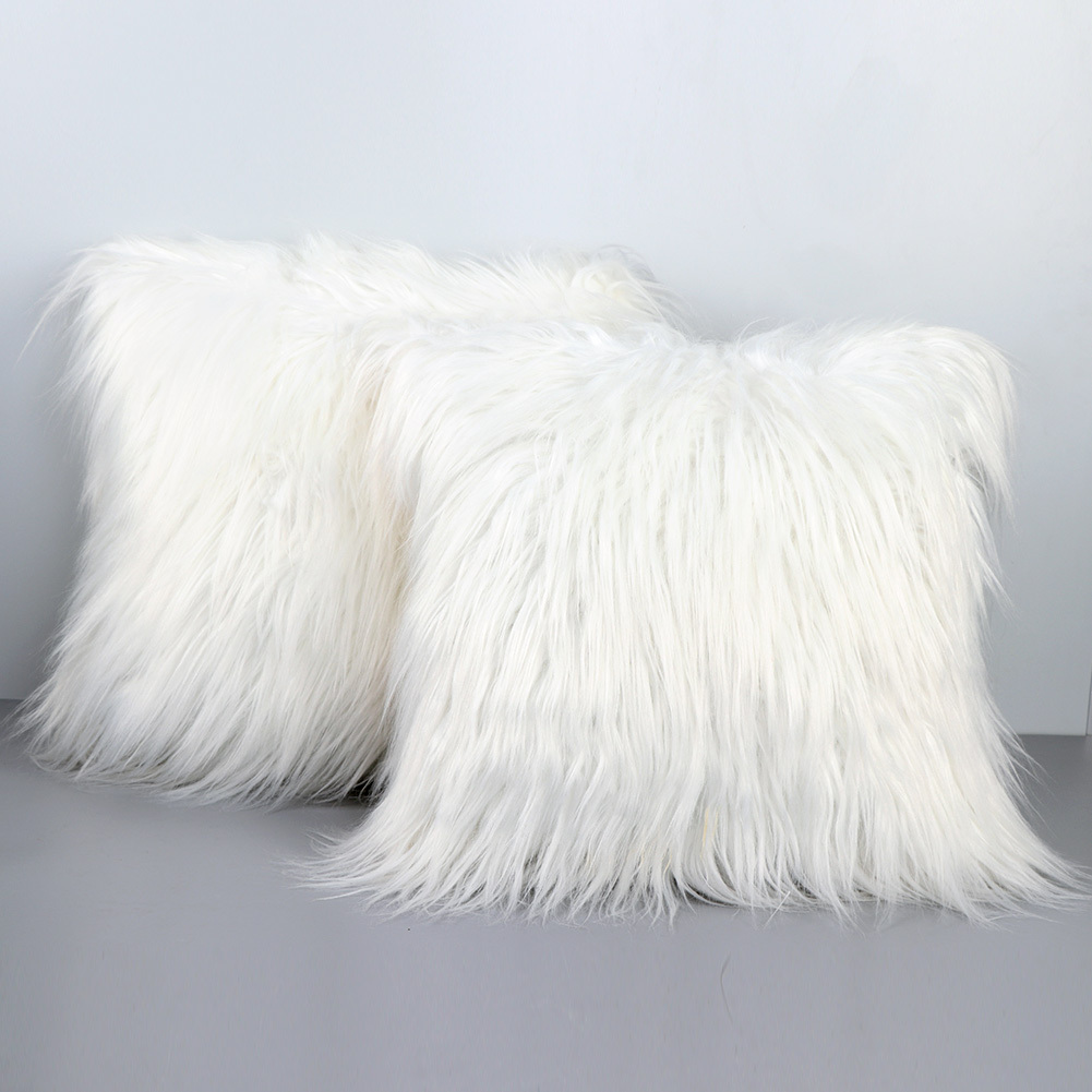 Faux Fur Pillow Cover Decorative Fluffy Throw Pillow Mongolian Luxury Fuzzy  Pill