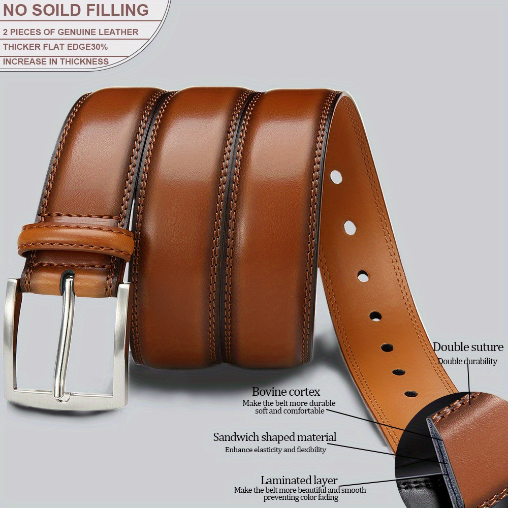 1pc Mens Fashion Pu Leather Belt Casual Vintage Fish Buckle Belt