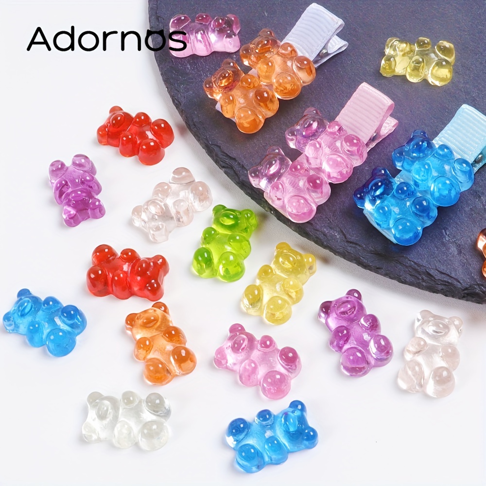 Cute Resin Gummy Bear Keychains Candy Color Bear Glass Ball Charms Keyring  Key Chain For Women Girls