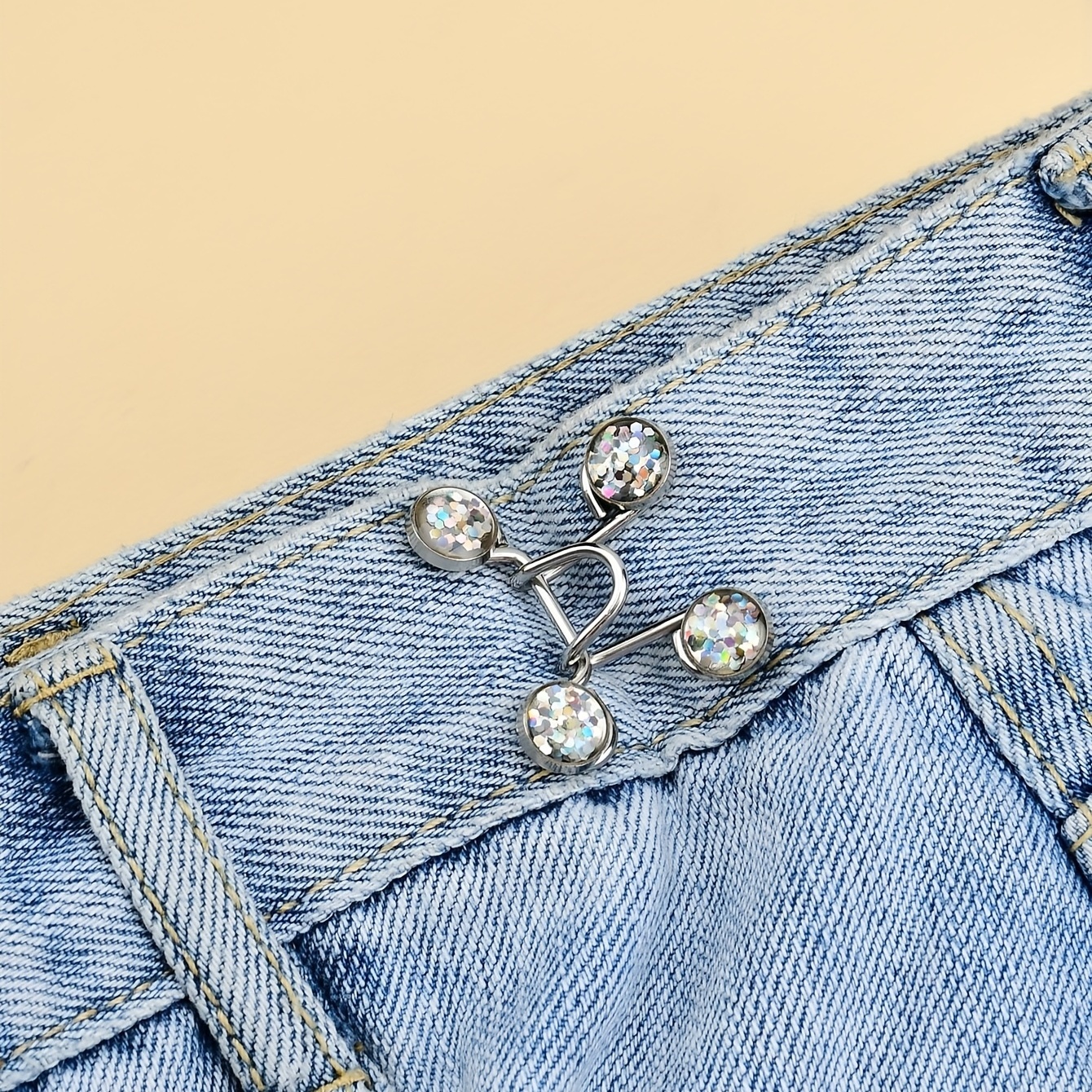 Boutons-pression amovibles et réglables en fausses perles pour pantalon,  épingles à boutons en métal, tendeur de taille de pantalon, aucune couture  requise, épingles à boutons en jean pour femmes et hommes pour