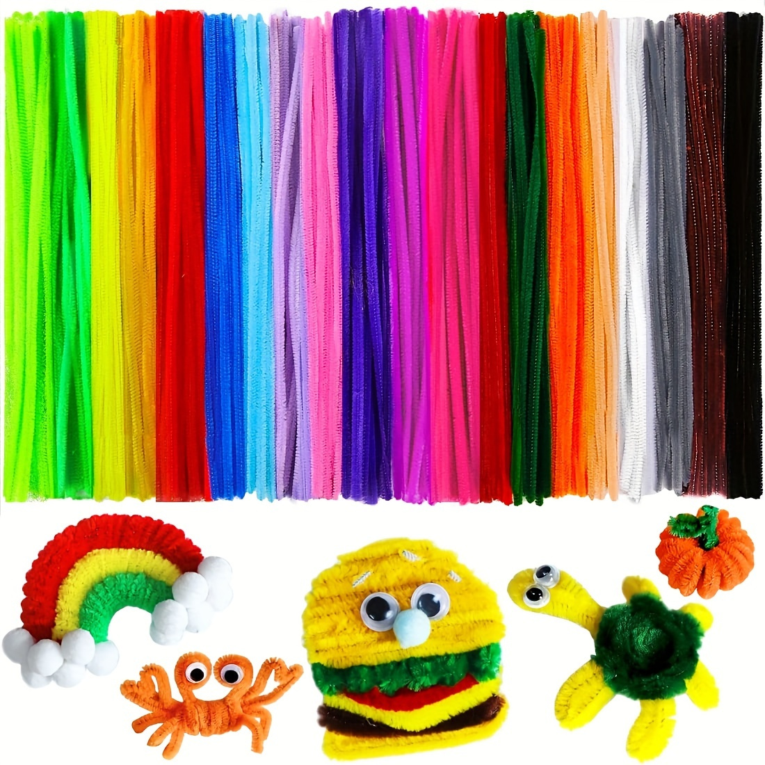 100Pcs Pipe Cleaners Fuzzy Sticks Soft Twist Bar Various Artworks