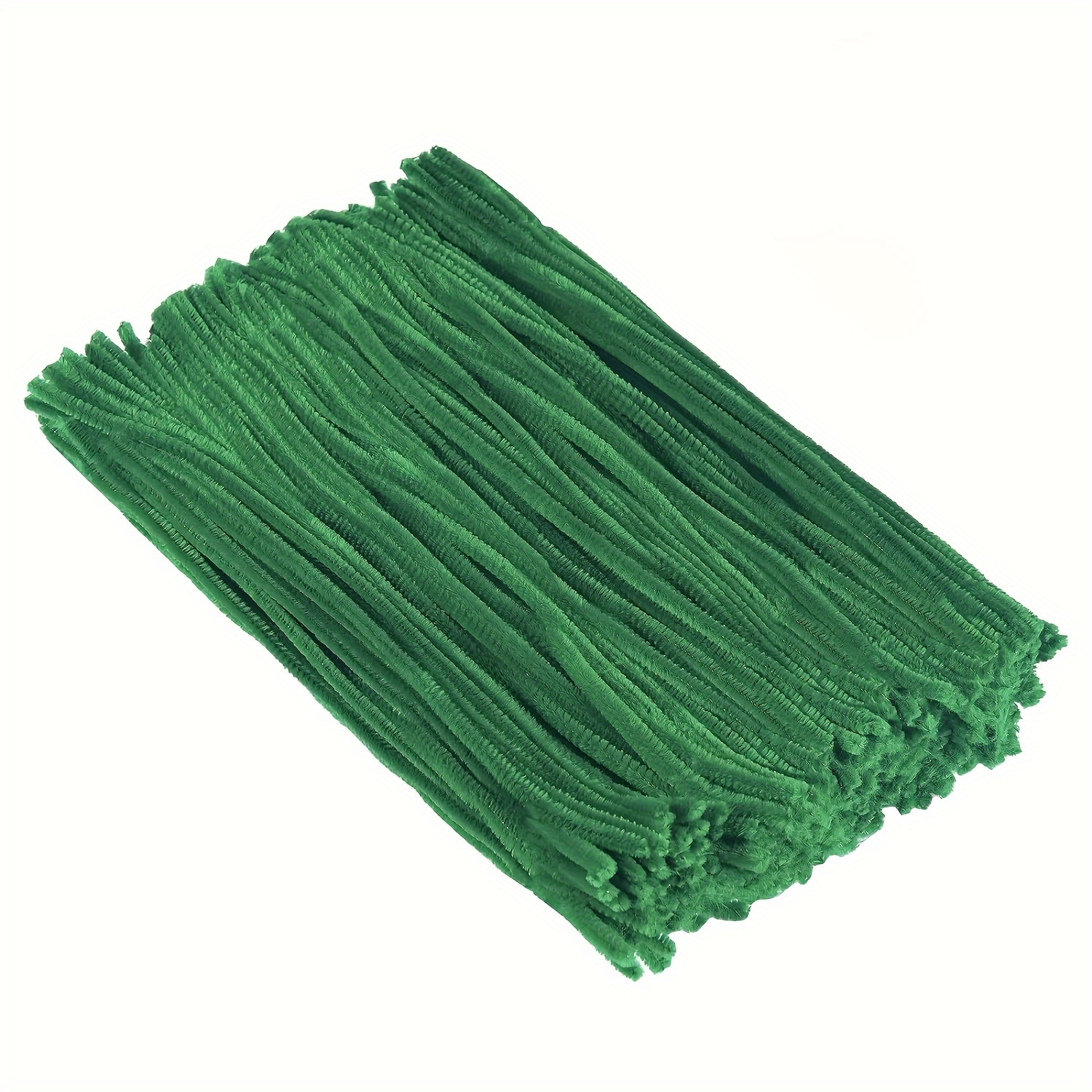 100 x Premium Craft Pipe Cleaners Chenille Stems 30cm x 6mm GREEN / YELLOW  STRIPE