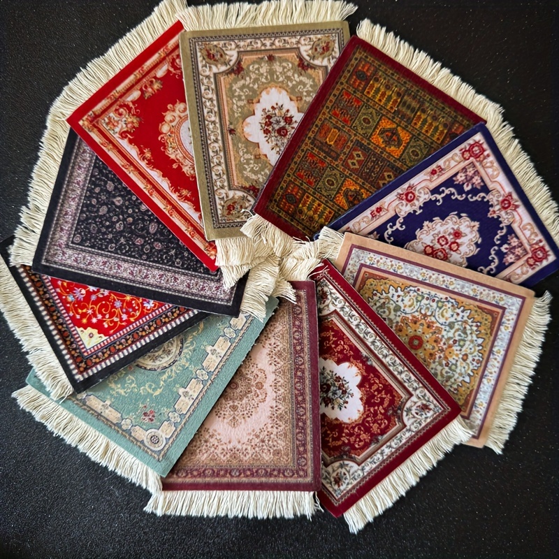 Mini tapis de souris en tissu persan rétro avec franges, accessoire  artisanal de décoration de Table pour la maison et le bureau - AliExpress