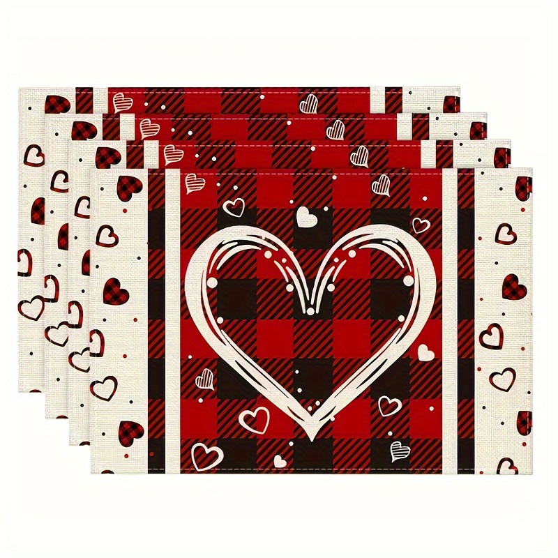 Valentines Day Theme Linen Placemats White Love Heart - Temu