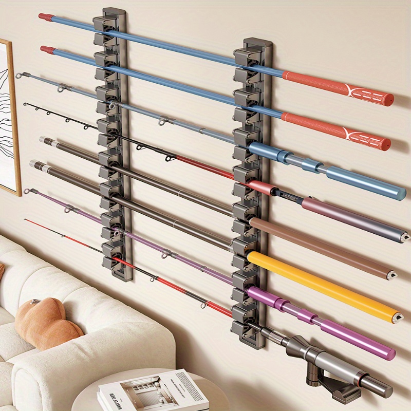 1pc Fishing Rod Holder, Wall-Mounted Vertical/Horizontal Storage Rack For 6  Rods, Great Fishing Pole Holder For Garage