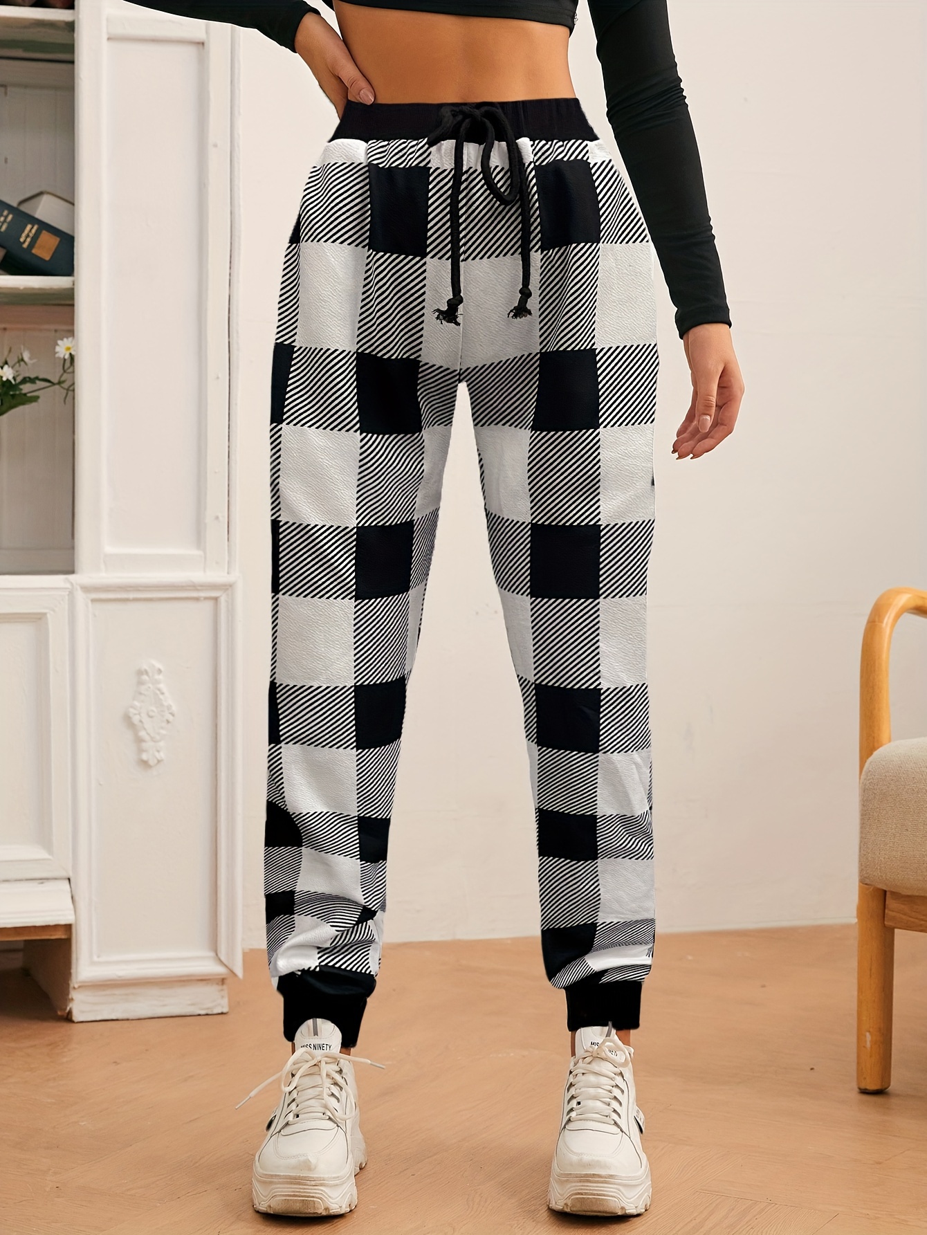 Women's buffalo plaid on sale joggers