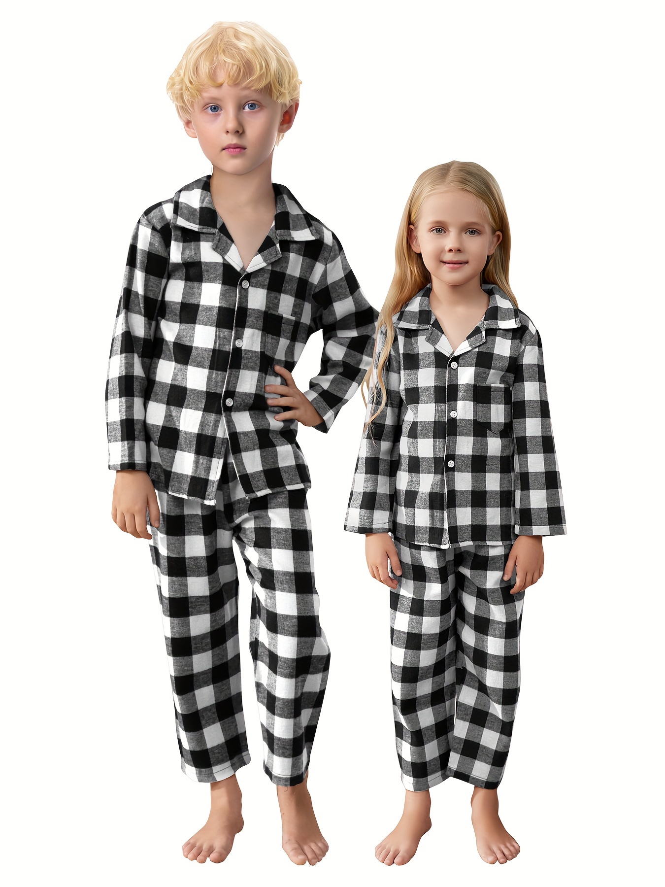 Pijamas 4-12 años Traje de pijama para niños y niñas Conjuntos de ropa para  niños de otoño Jersey de franela de felpa de invierno Pantalón largo