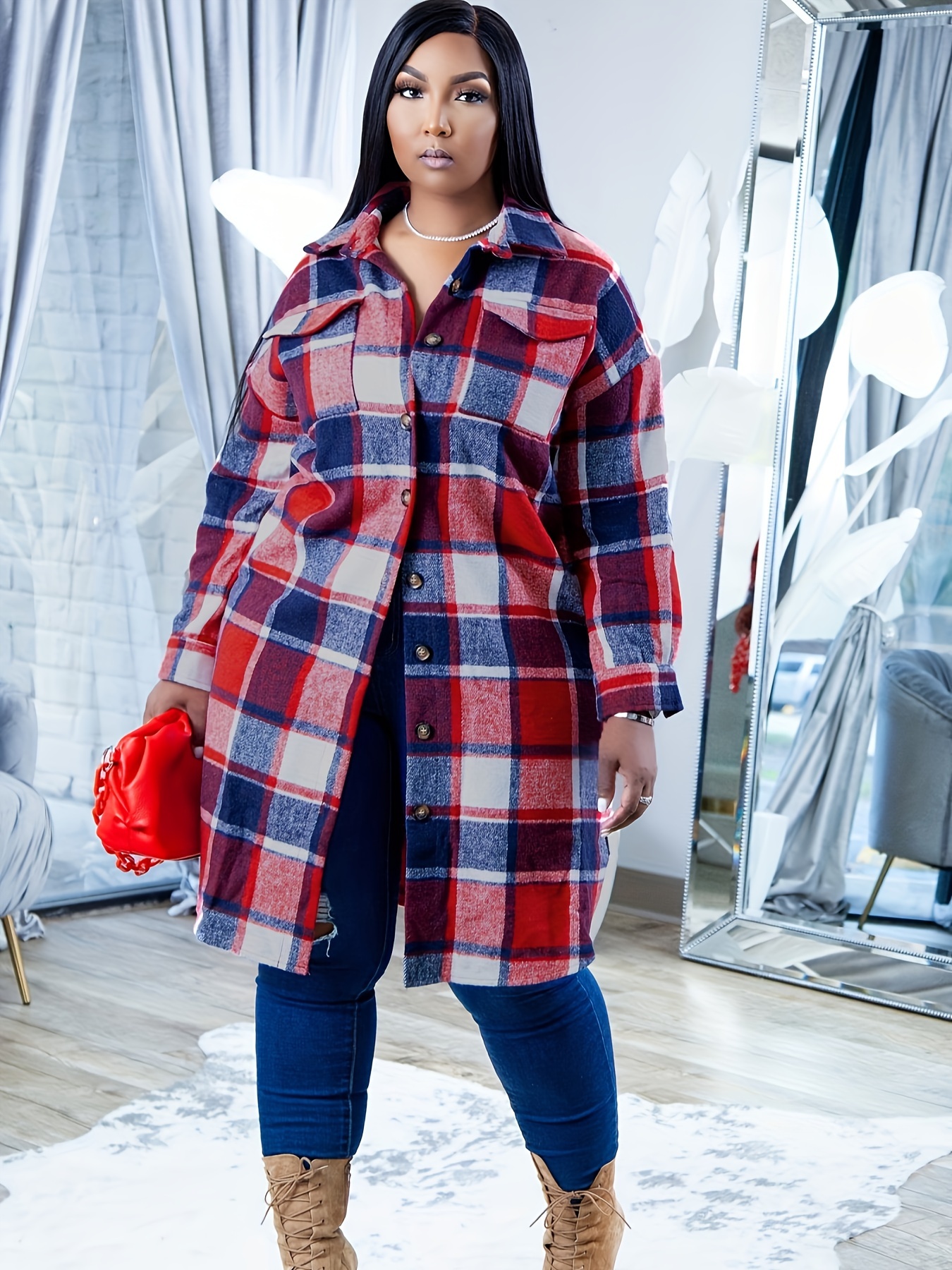 Plaid hot sale winter coat