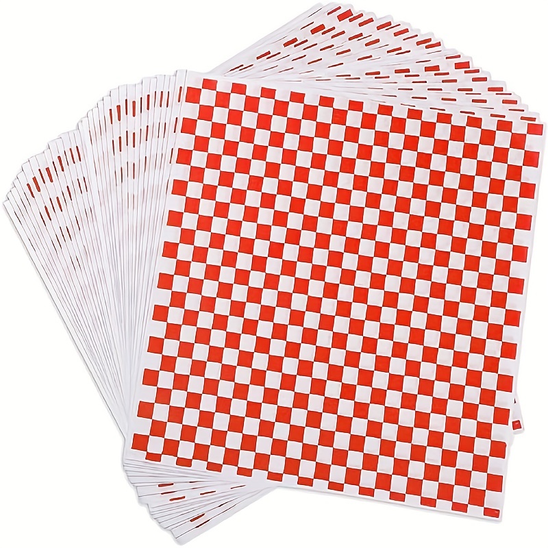 200 Sheets Red and White Checkered Dry Waxed Deli Paper Sheets Paper Liners  f