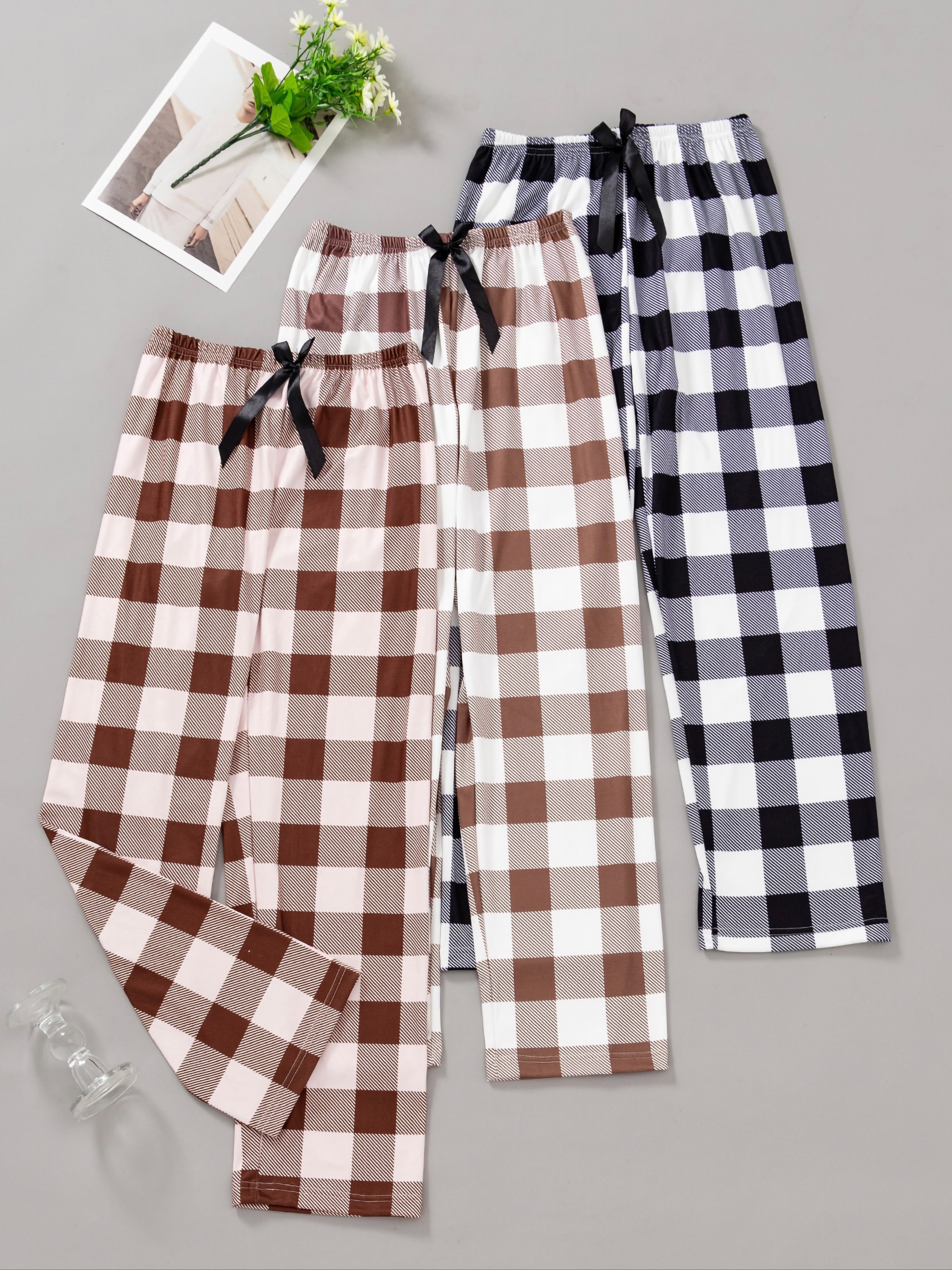 Women Plaid Pajama Pants Fuzzy Pack Long Thermal Lined - Temu