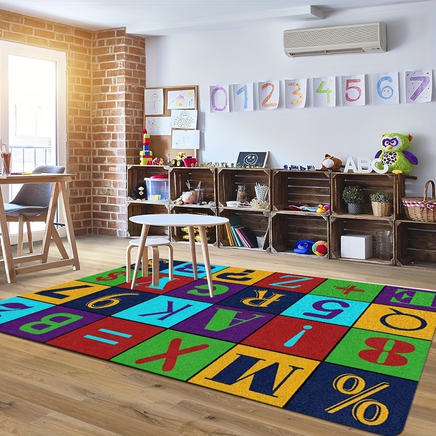  Alfombra de juego para niños, alfombra de juego educativa y  divertida con letras ABC de animales y formas de colores, alfombra de área  de aprendizaje y segura para dormitorio, sala de