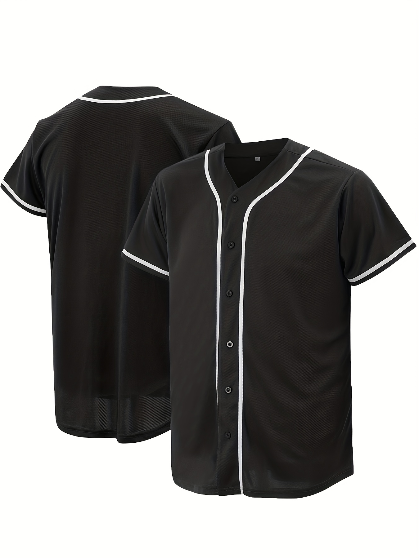 Wholesale high quality blank solid color black short sleeve button up baseball  jersey shirts From m.