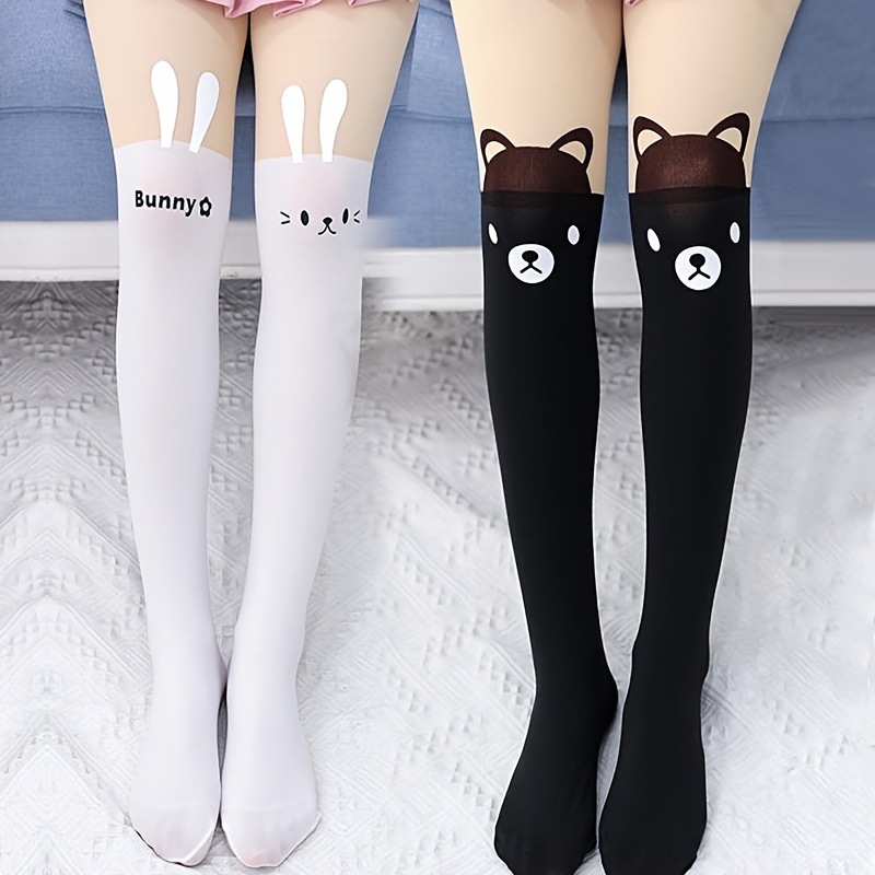 Calcetines blancos de moda para mujer, medias de punto antideslizantes de  algodón, finas, transpirables, bonitas, de tubo medio, para verano, 1 par -  AliExpress