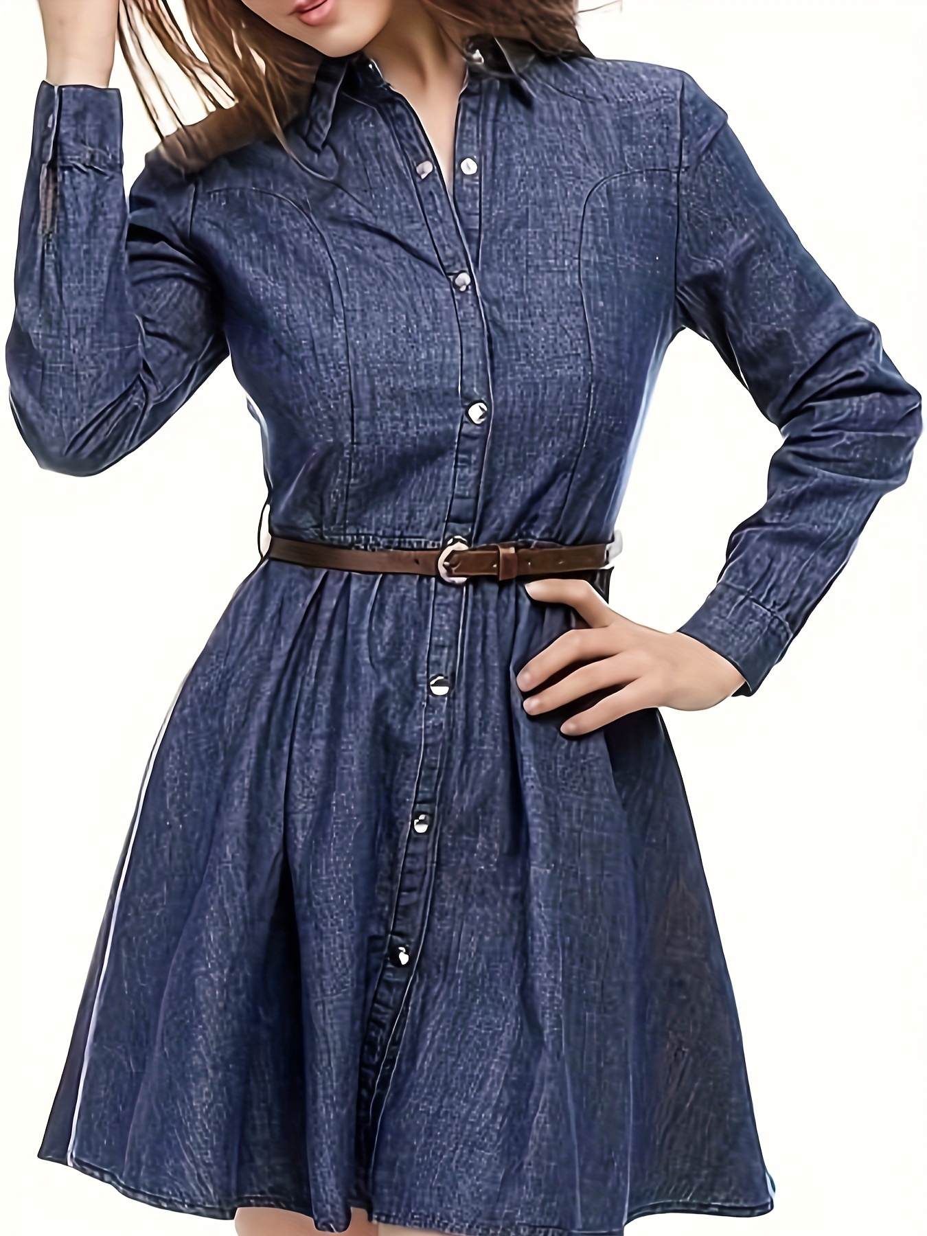 Blue Single breasted Button Denim Dress Sleeveless Slim Fit - Temu