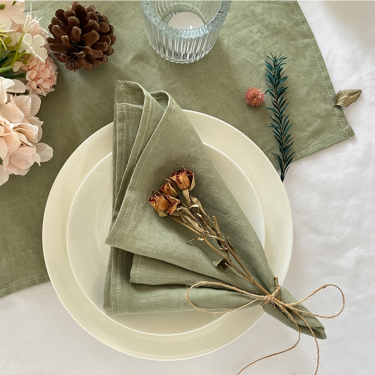 Premium Sage Gauze Cheesecloth Napkins For Elegant Home Dining And Weddings  - Temu