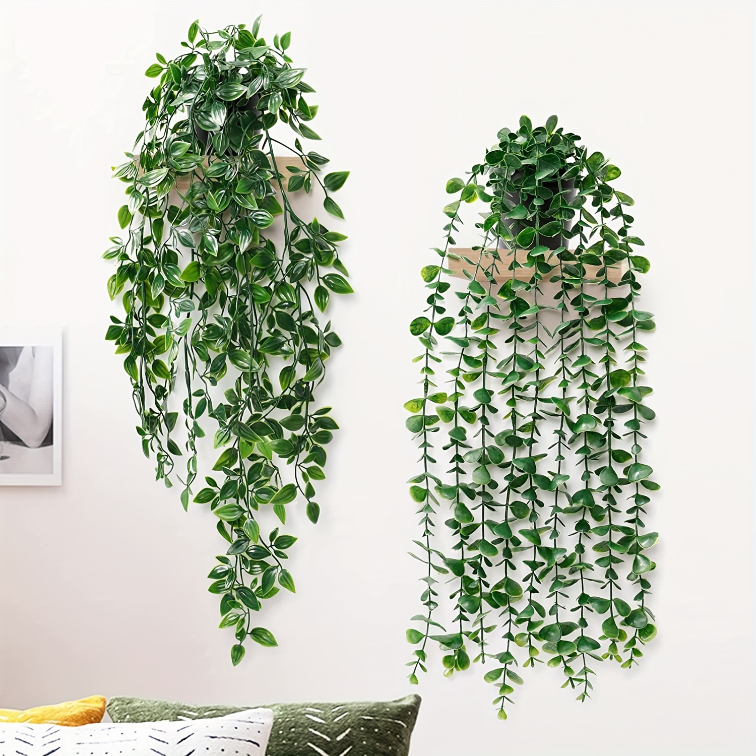 2Pcs 12 Forks Artificial Wall Hanging Plant Fake Spanish Moss