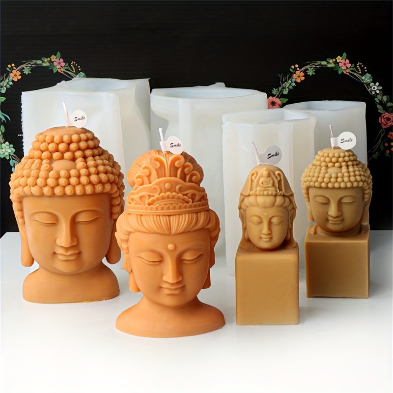 Buddha Candle Molds Mini Buddha Sculpture Molds Statue Silicone Molds  Handmade Scented Soap Wax Mold Silicone Mold for Soap, Soy Wax Candle,  Lotion