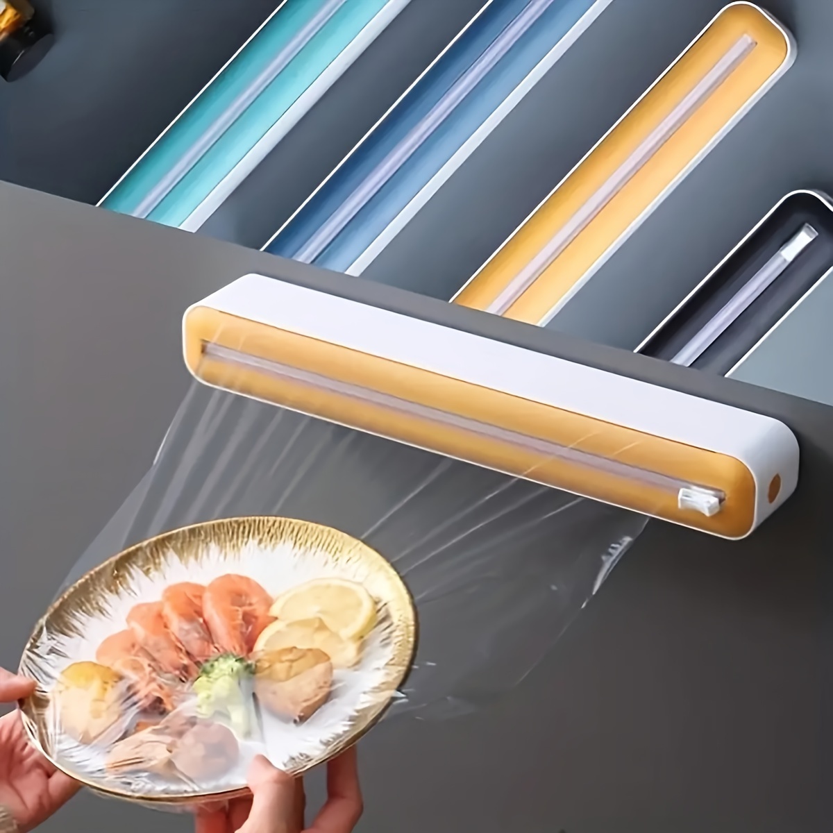 Distributeur de film plastique magnétique avec coupe-glissière, distributeur  de papier d'aluminium rechargeable en étain, coupe-film alimentaire en ABS  robuste et réutilisable 