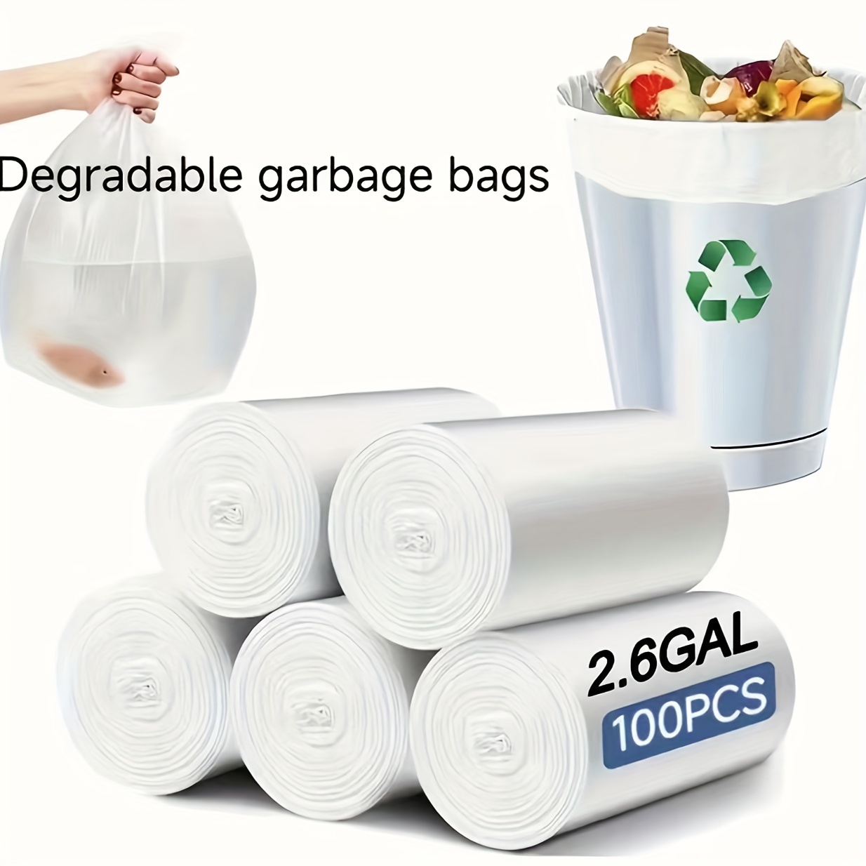 1 Set 60pcs 2.6 Gallon Garbage Bags With Drawstring, Odorless, Thickened,  Blue/red/grey, For Bathroom, Kitchen, Bedroom, Office.