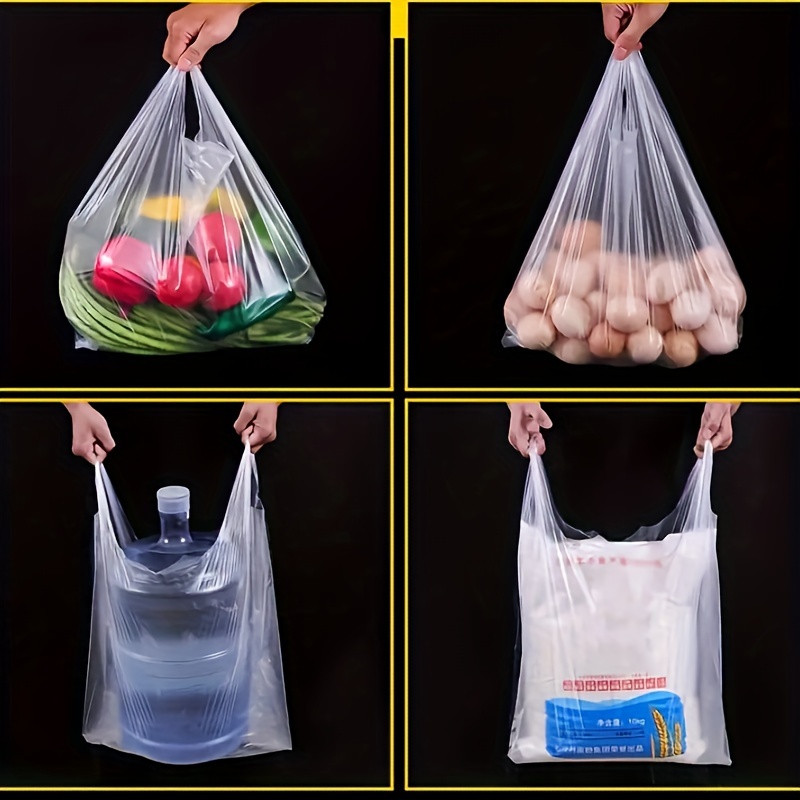 Red Clear Shopping Bag Plastic Disposable Bags Trash Garbage - Temu