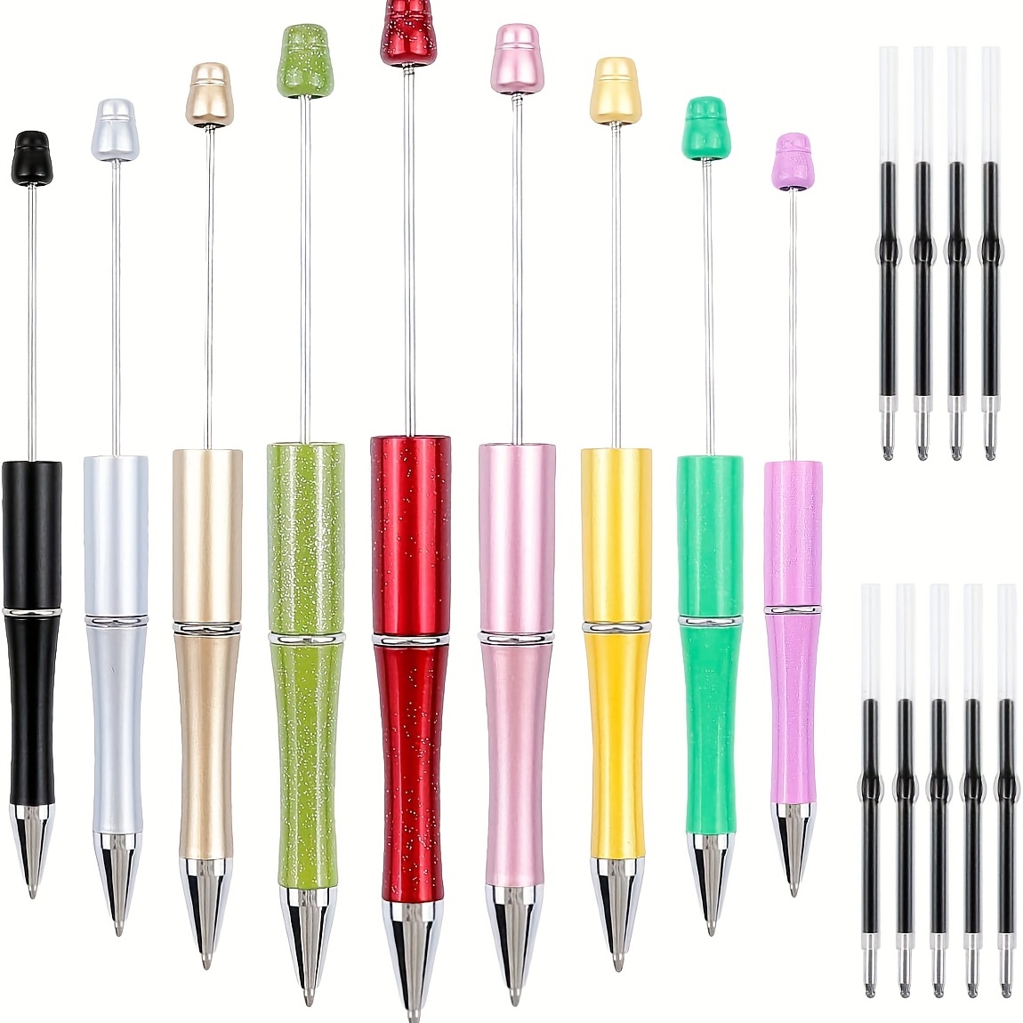  Crtiin 15 Pcs Beadable Pens Valentines Assorted Bead Pens DIY  Ballpoint Beaded Pens with 60 Charm Beads Pendants Beads Spacer Bead 15 Pen  Packaging Bags for Gift Business Office School(Cute) 