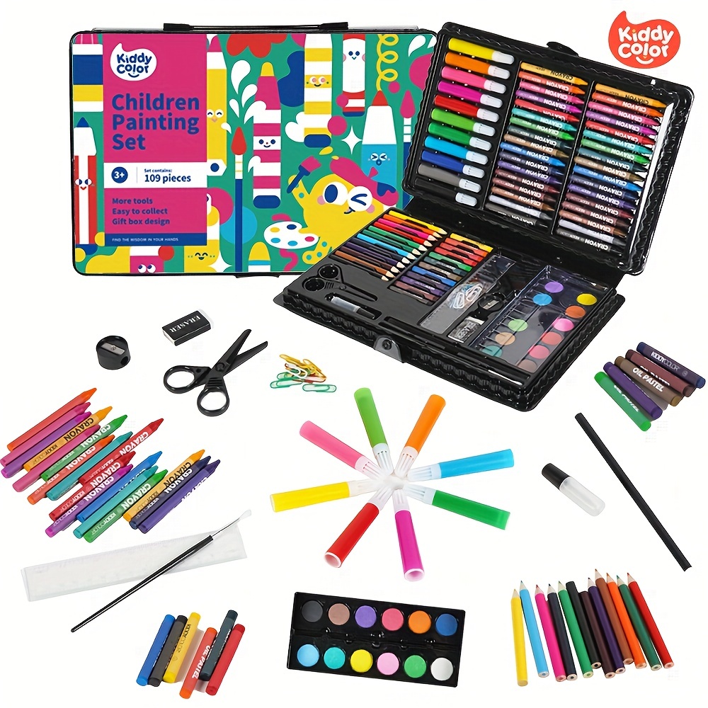 H & B Juego de 72 suministros de dibujo para bocetos, el kit de arte  incluye lápices de dibujo y de colores para adultos, artistas y niños.  Suministros de boceto de arte profesional con bloc de bocetos, lápices de  acuarela y metálicos  
