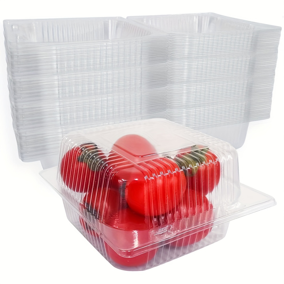 50 PCS Clear Plastic To Go Containers Disposable Take out Food Containers  with Clear Lids 50 PCS Forks Fancy Hinged Top Clamshell Food Boxes for