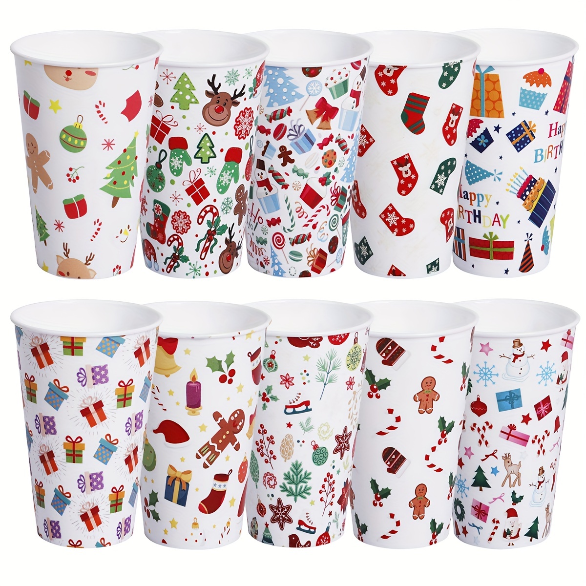 Reusable Cold Cups Plastic Tumbler With Lid Multi Color Christmas Straw Cup  Festive Reusable PP Solid