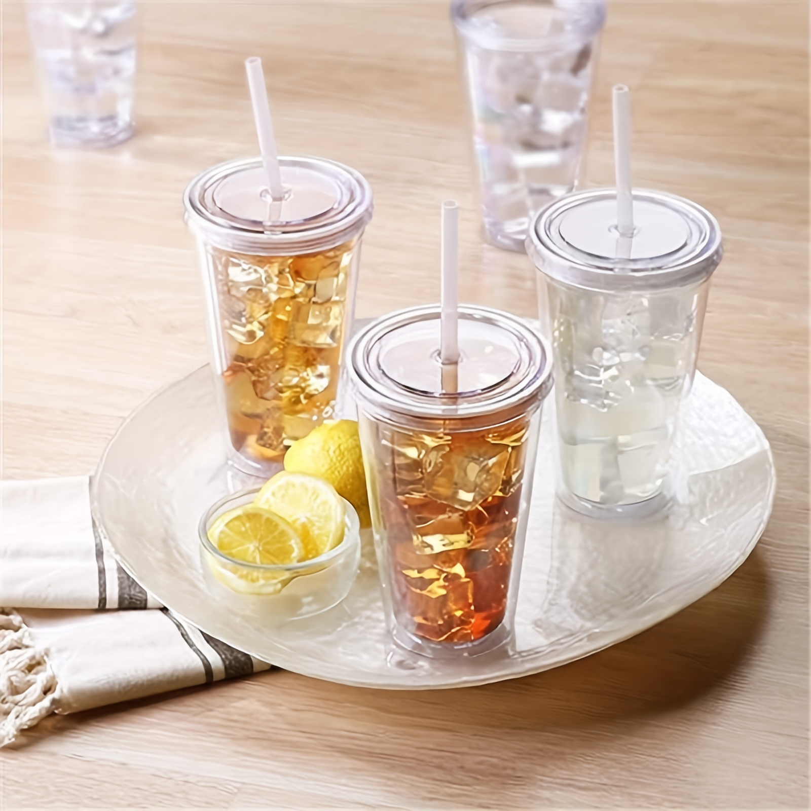 Clear Plastic Cups Disposable Plastic Cups Through Lids For - Temu