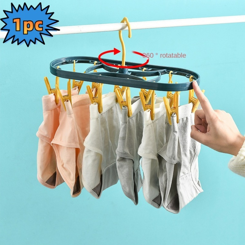 Clothes Hanger 10 Clips Laundry Drying Rack Plastic Sock - Temu