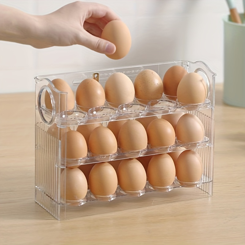 30 Grid Egg Holder Rotating 3 Tiers Fridge Eggs Organizer Space