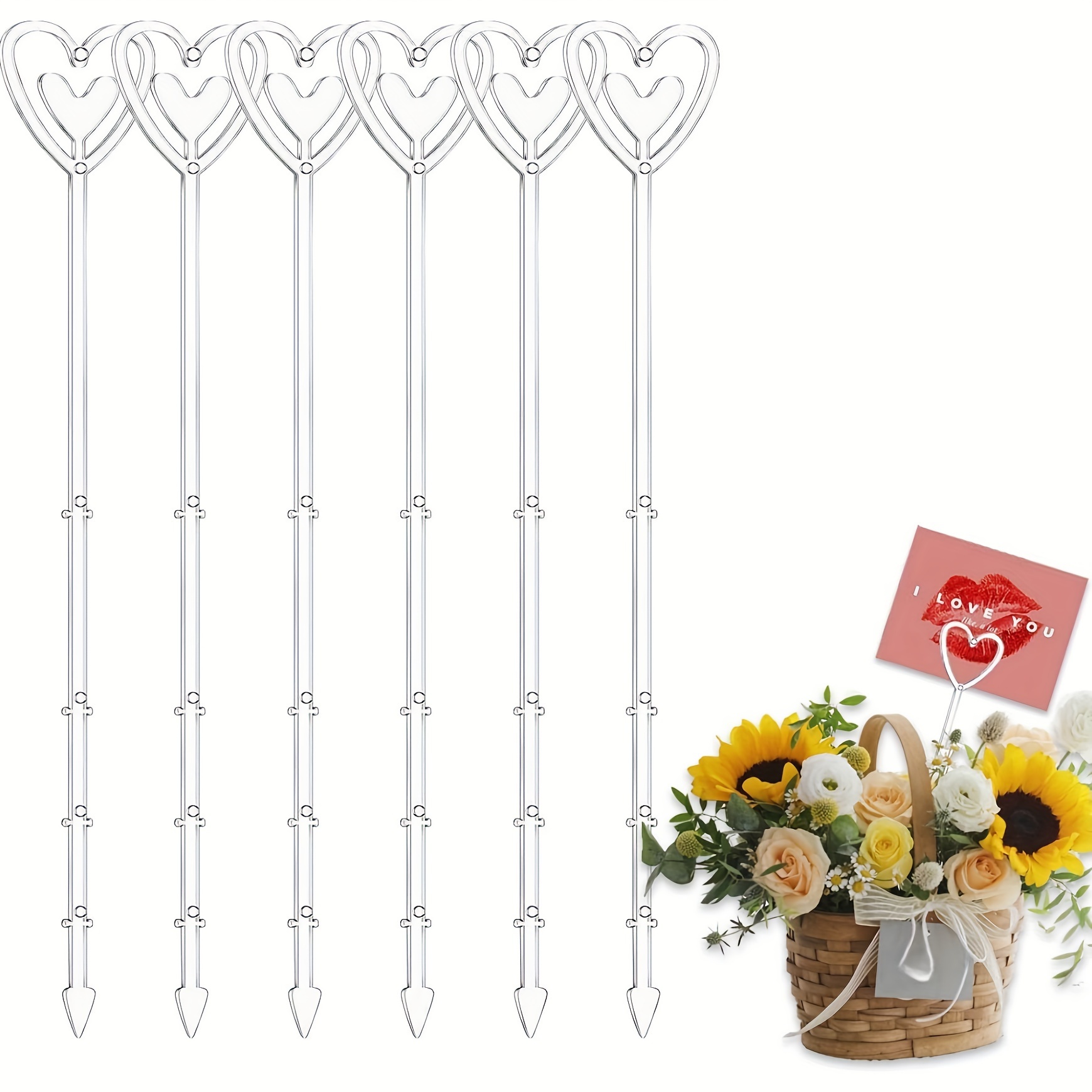 100 Pieces Plastic Clear Floral Picks Card Holders Heart Head Flower  Pickers Card Holders For Wedding, Birthday Parties, Events, Decorations