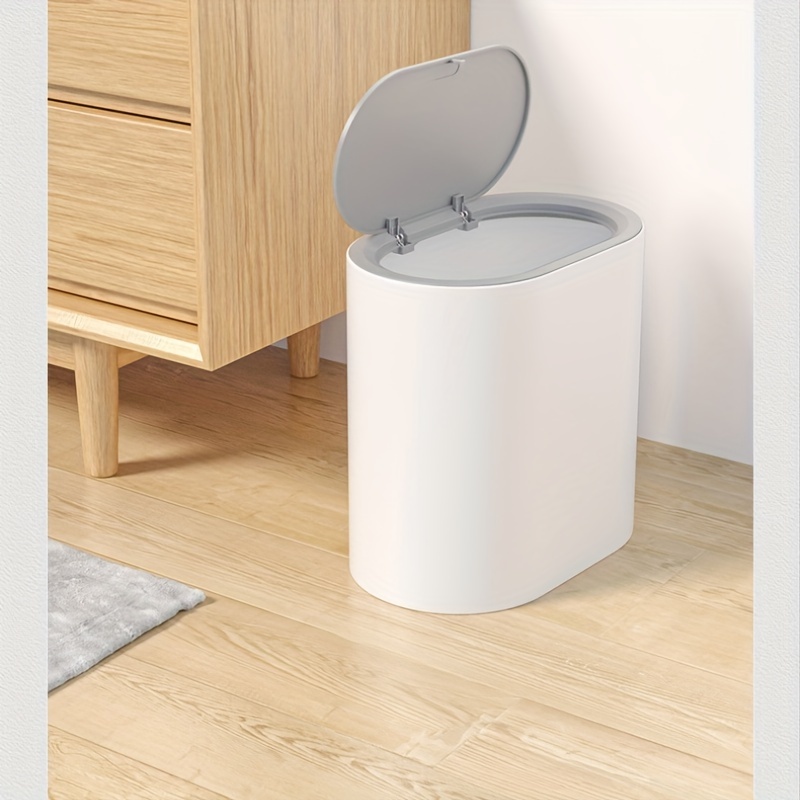 Toilet Trash Can Slim Plastic Trash Bin With Lid - Temu