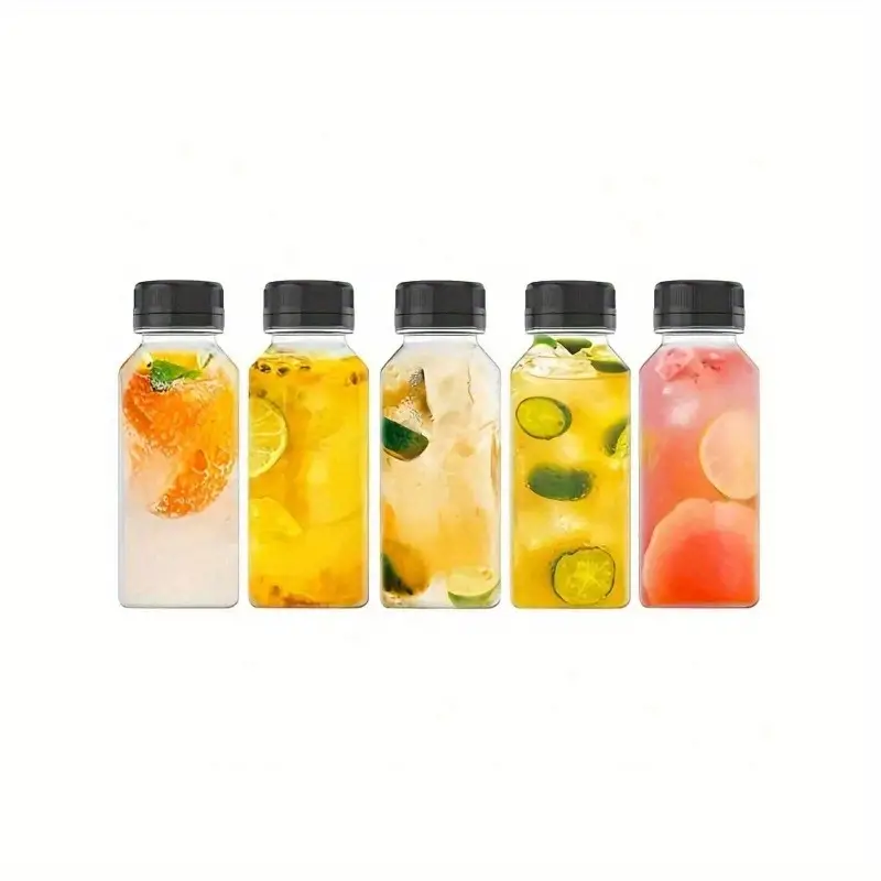 5pcs 16oz Plastic Juice Bottles Juice Containers With Lids
