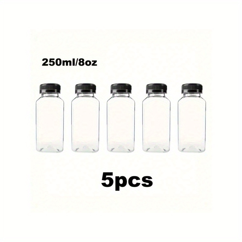 5pcs 16oz Plastic Juice Bottles Juice Containers With Lids