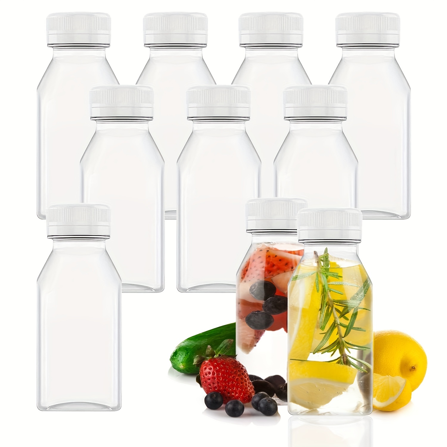 Juice Bottles with Caps for Juicing & Smoothies, Reusable Clear Empty  Plastic Bottles with Caps, 550ml Drink Containers for Mini Fridge, Juicer  Shots