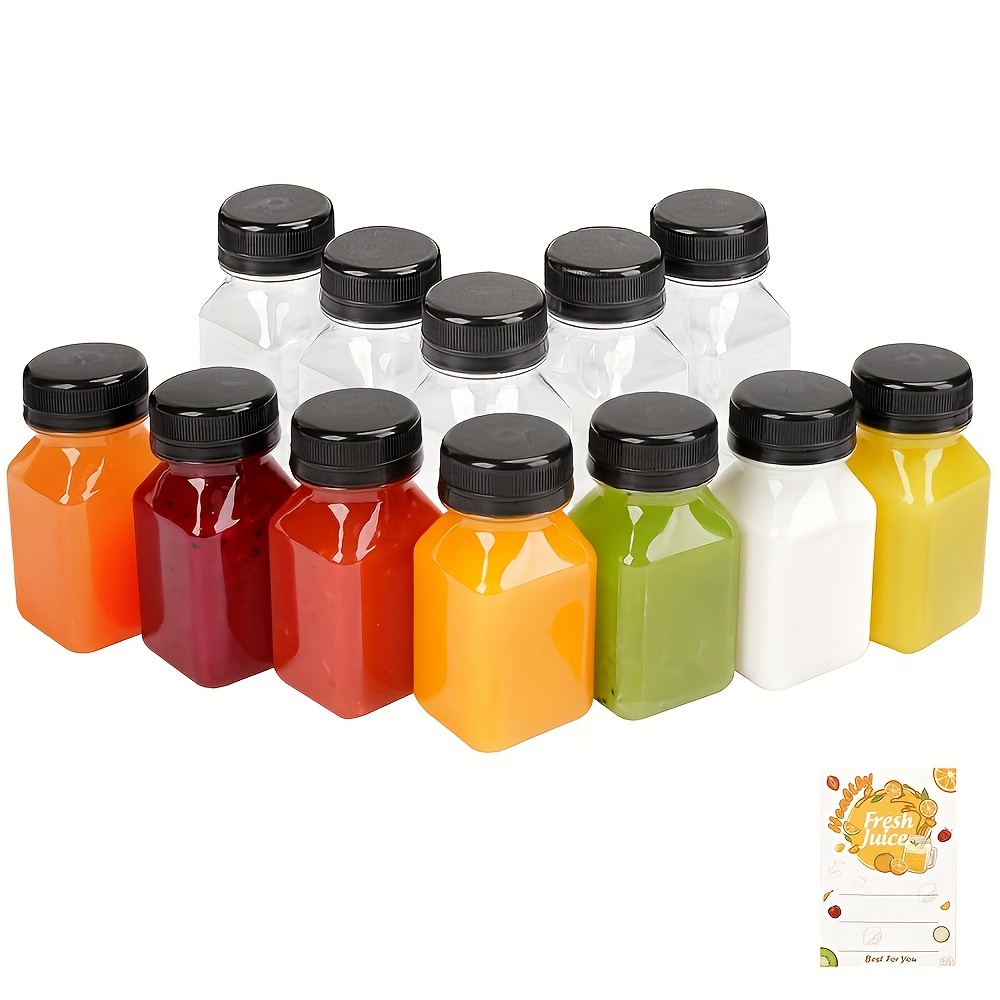 8 Oz. Empty Clear PET botellas plásticas de jugo con tapa por MT Products -  Set de 12 botellas y 12 tapas