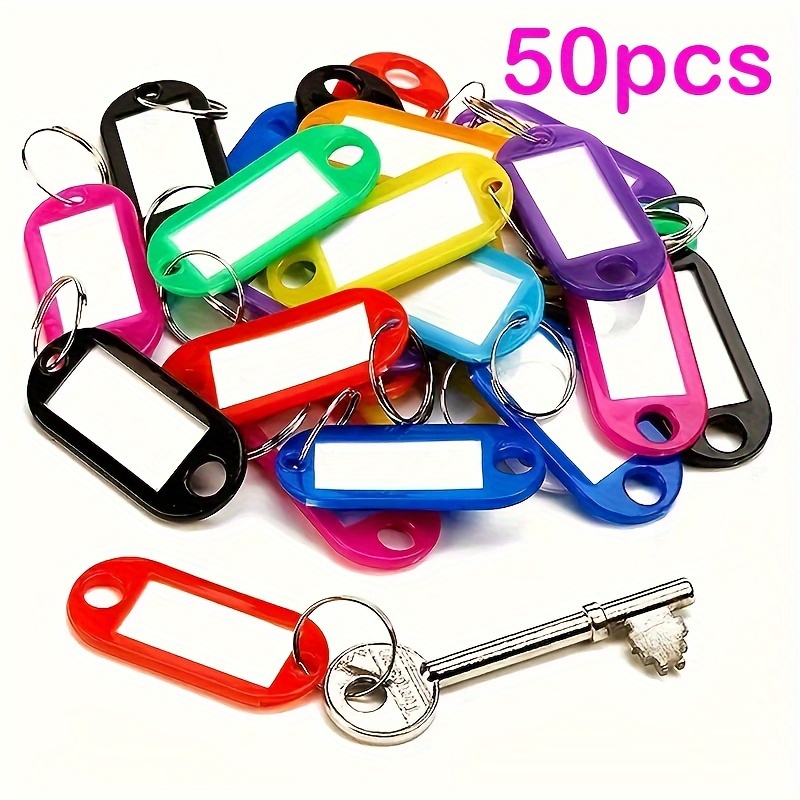 50 pack Durable Key Tags with Labels and Split Rings - Perfect for Labeling  Keys, Pets, Luggage, and More - Available in 5 Colors