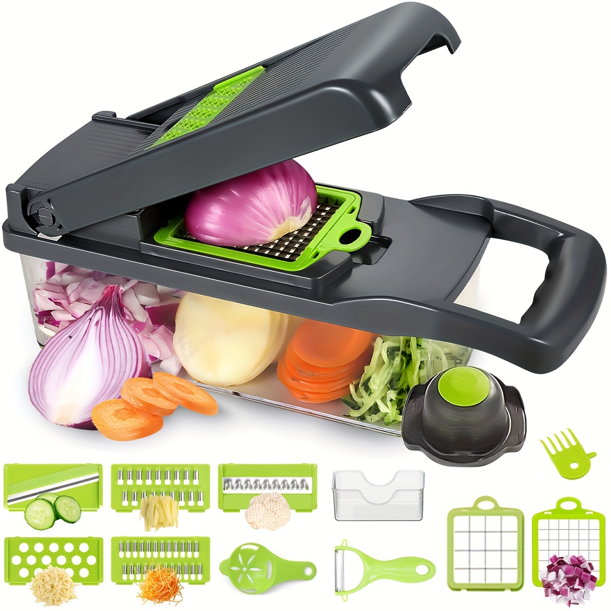 25in1 Multifunctional Vegetable Chopper With 10 Blades, Onion