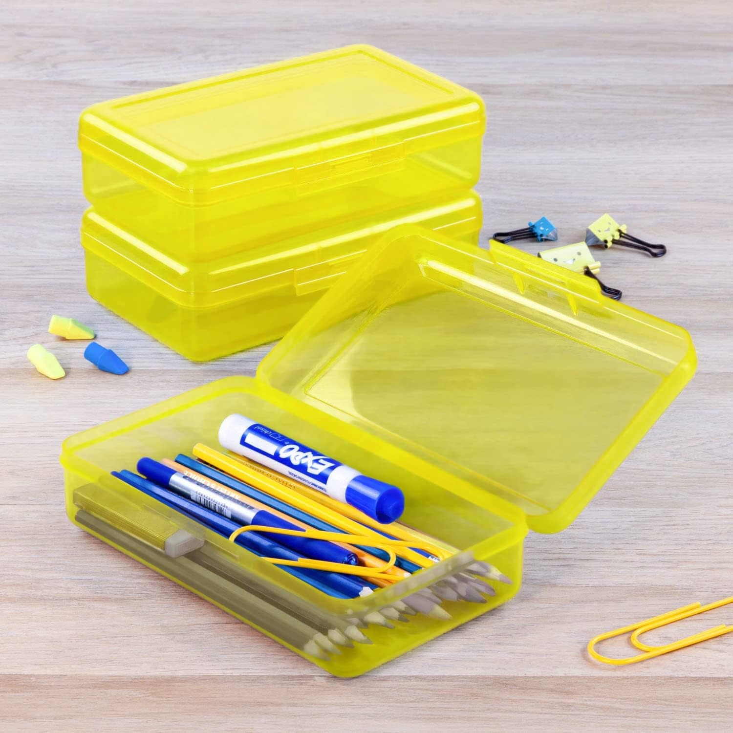 Large Pencil Box, Hard Pencil Case Organizer, Durable Plastic