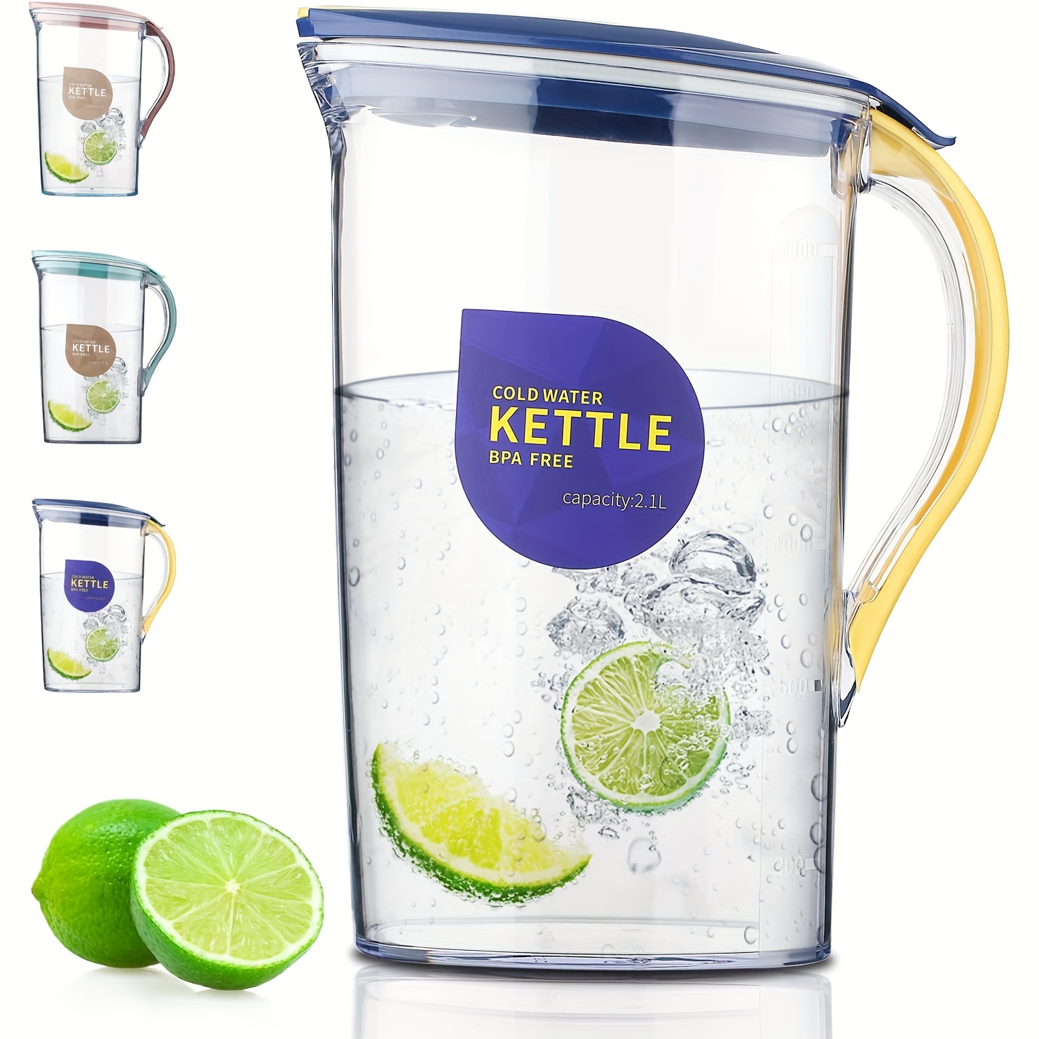 Glass Pitcher with Lid,3000ml - Hot/Cold Water Jug, Juice and Iced Tea  Beverage Carafe