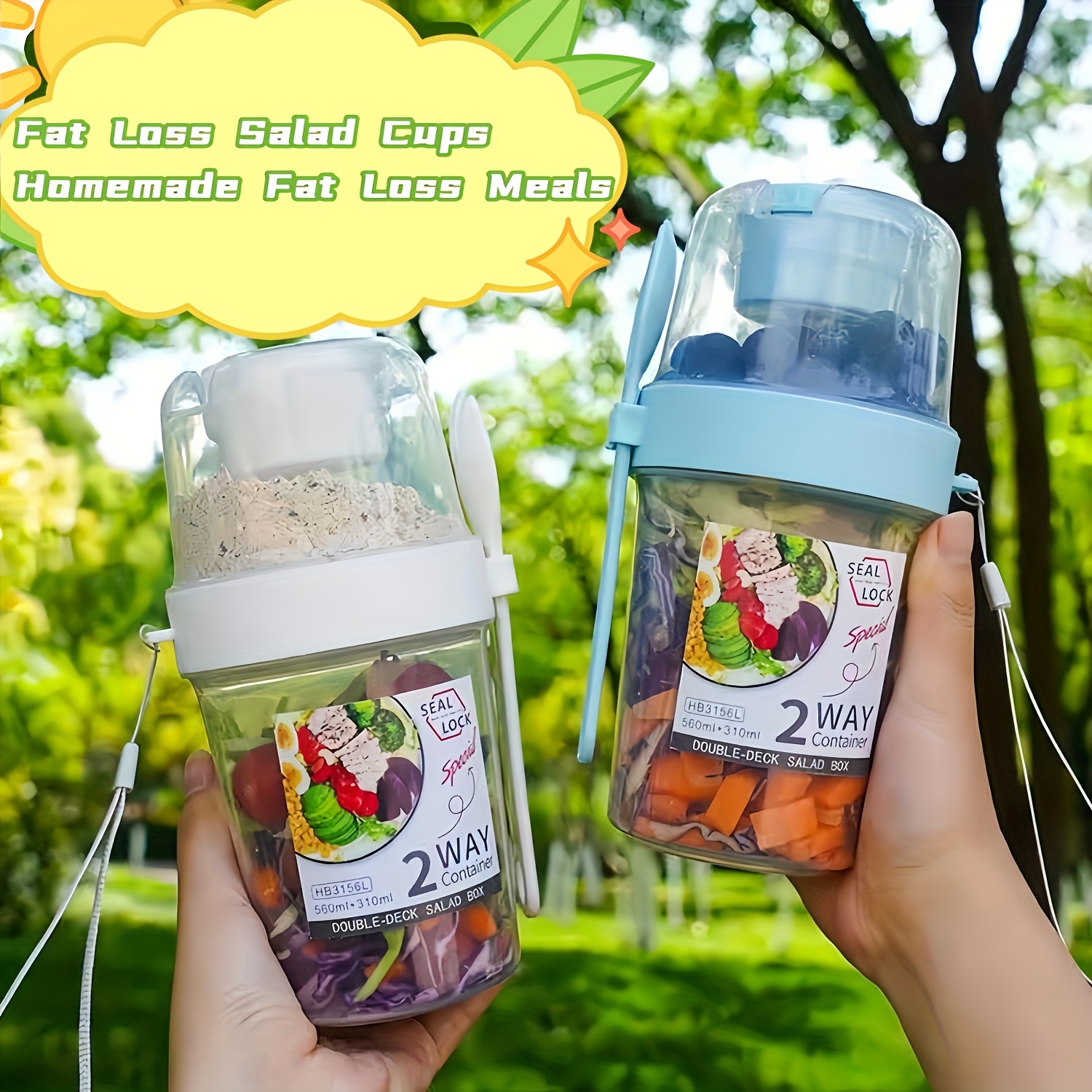 Plastic salad cup Portable Salad container slushy Water Bottle diet meal  shaker cups kitchen Food Lunch box Bottles Mason Cup