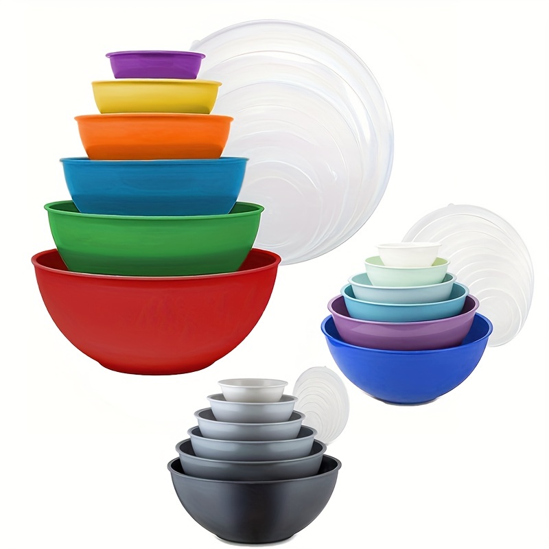 Plastic Mixing Bowl Set, Salad Mixing Bowls With Rubber Grip Handles And  Spouts, Kitchen Gadgets, Kitchen Accessories - Temu