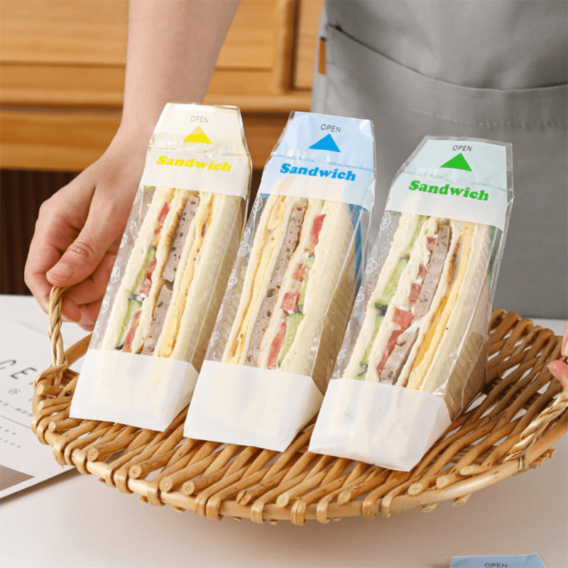 50pcs Disposable Food Wrapping Box Plastic Sandwich Container Egg Toast  Breakfast Packaging Boxes Restaurant Supply - AliExpress
