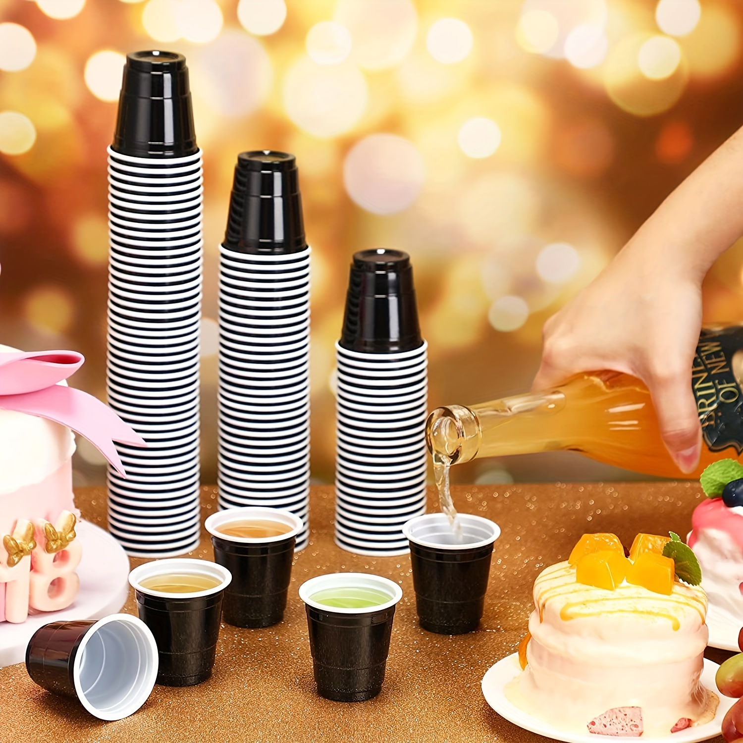 100pcs Mini Plastic Cups, 2 Oz Black Cups, Disposable Red Black Small  Plastic Cups, Suitable For Party Wine Tasting, Condiments, Snacks, Sauce  Samples