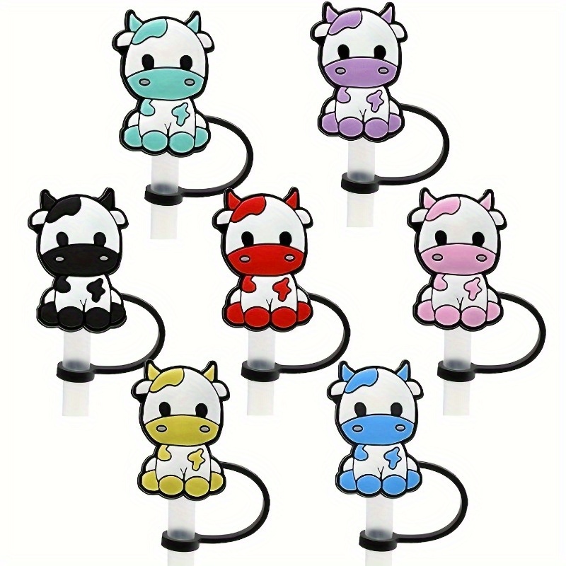 5PCS Cat Silicone Straw Covers Cap Reusable Straw Toppers Bar