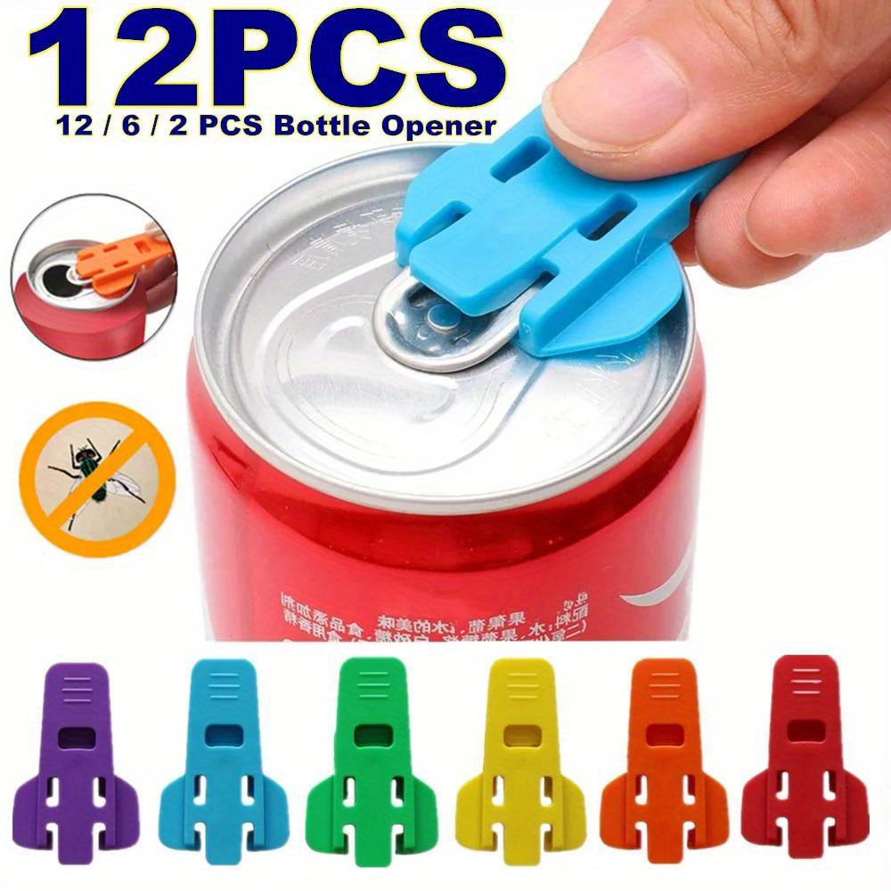 Manual Easy Can Opener, 6 Pcs Color Soda Beer Can Opener Beverage Can Protector, Premium Plastic Shields Tab Openers for Pop, Cover Beer or Soda Cans