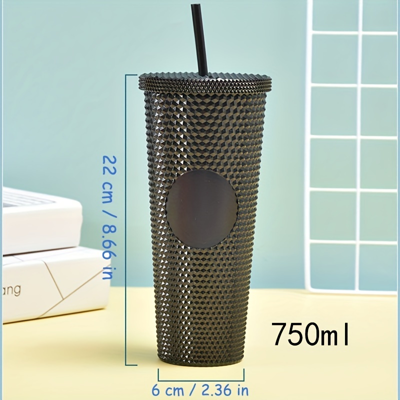 1pc, Bicchiere Con Coperchio E Cannuccia A Borchie, Bottiglia D'acqua In  Plastica A Doppia Parete Da 750 Ml / 25,4 Oz, Tazze D'acqua, Drinkware  Estivo Invernale, Accessori Da Viaggio - Temu Italy