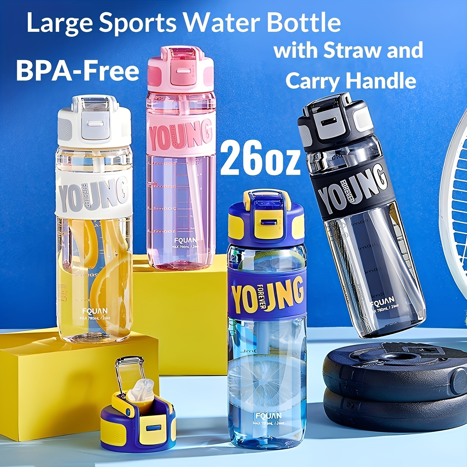 Kids Cartoon Water Bottle BPA Free One Click Open Flip Top Bottle for Women  Teen Red 480ml Ocean 